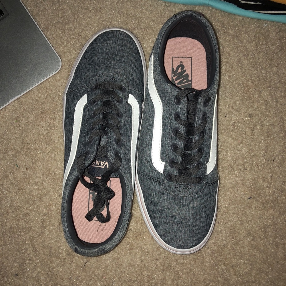 grey and pink old school Vans